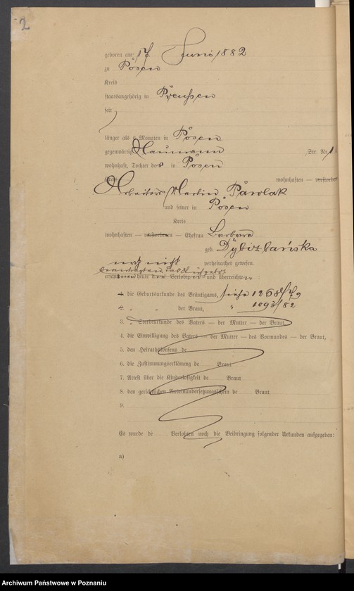 Obraz 4 z jednostki "Die von den Verlobten beigebrachten Urkunden zur Eheschliessung pro 1901. Vol XII"