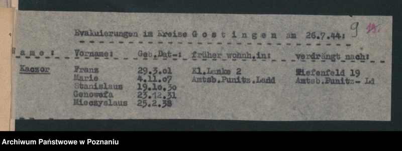 Obraz 12 z jednostki "Verdrängungslisten Gostigen [Gostyń]"