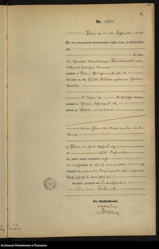 Obraz 17 z jednostki "Księga miejscowa zgonów tom IV [Rejestr główny zgonów]"