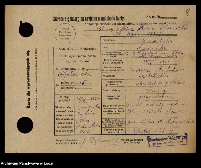 Obraz 10 z jednostki "[Spis ludności Łodzi] Lewan - Lewandowski"