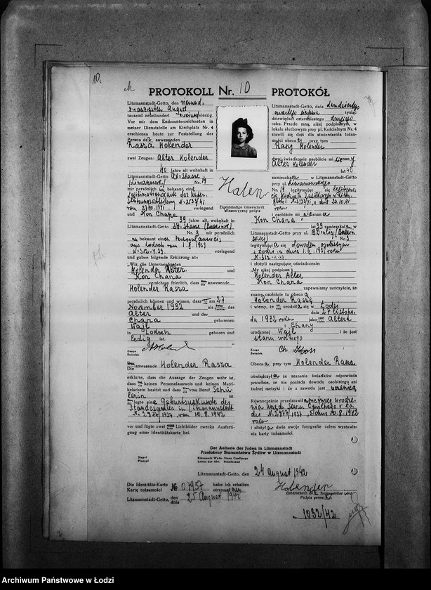 Obraz 14 z jednostki "[Protokoły stwierdzające na podstawie zeznań 2 świadków personalia i tożsamość osób ubiegających się o kartę tożsamości]"