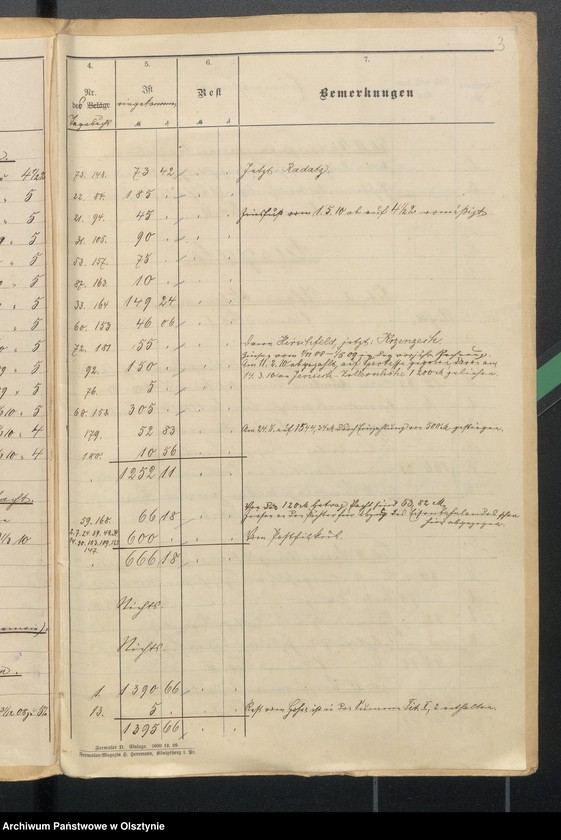 image.from.unit.number "Rehnung der Pfarrerwitwenkasse in Sorquitten"