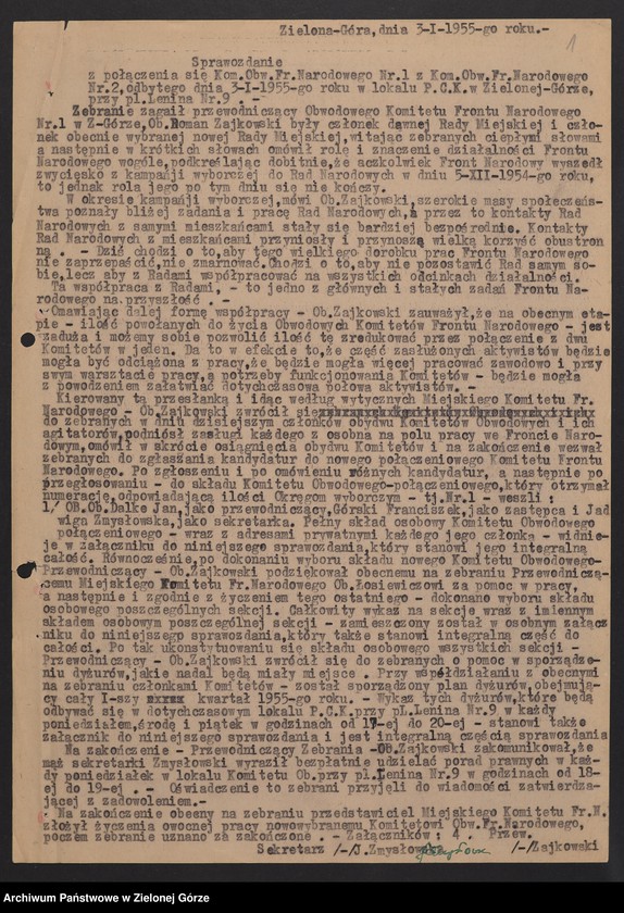 image.from.unit.number "Protokoły z zebrań Komitetu Obwodowego Frontu Narodowego w Zielonej Górze"