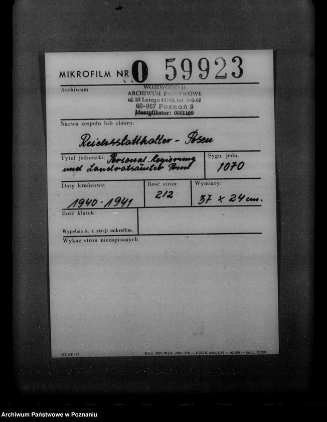Obraz 2 z jednostki "Personal. Regierung und Landratsämter Posen"
