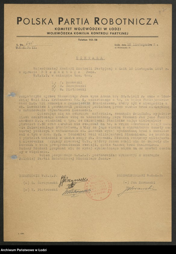 Obraz 18 z jednostki "[Uchwały WKKP A-O]"