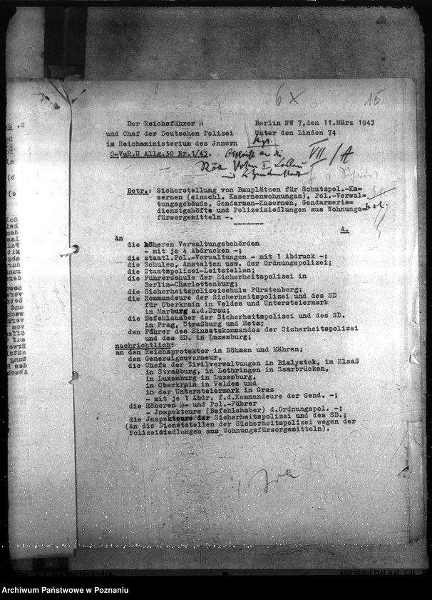 Obraz 19 z jednostki "Allgemeine Unterkunftsfrage der Polizei- und Gendarmerie im Warthegau"
