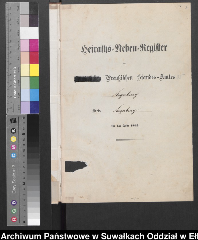 image.from.unit.number "Heiraths-Neben-Register des Preussischen Standes-Amtes Angerburg Kreis Angerburg"