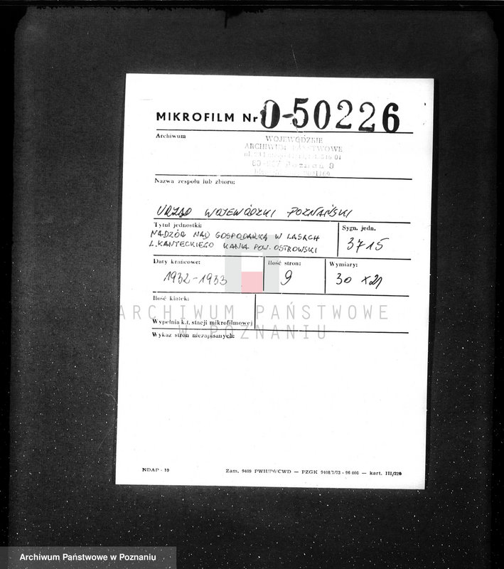 Obraz 2 z jednostki "Nadzór nad gospodarką w lasach L. Kanteckiego Kania powiat ostrowski"