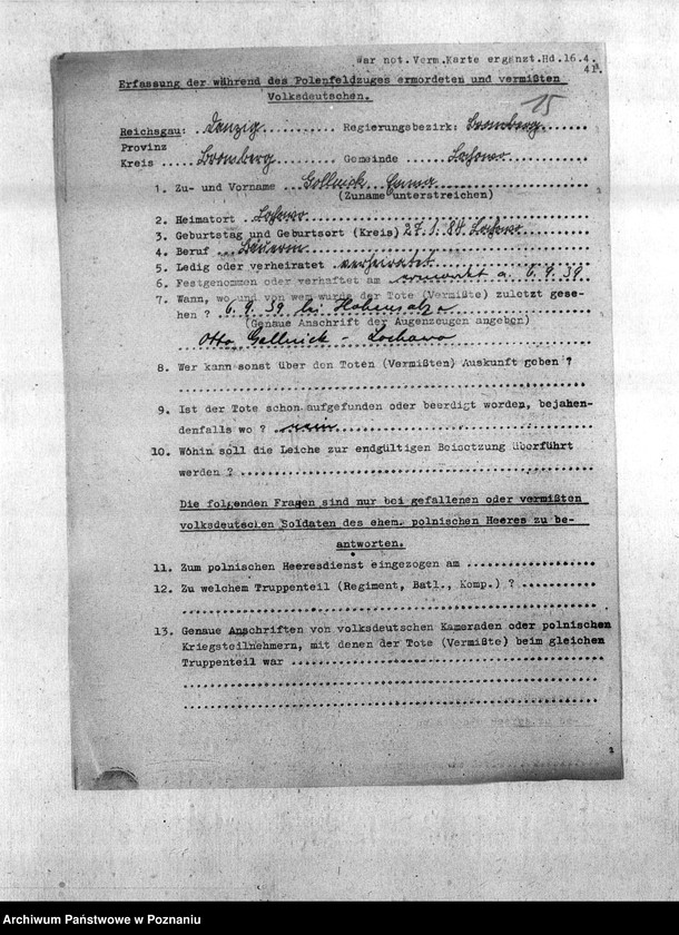 Obraz 19 z jednostki "Amtliche Meldungen Gemeinde Łochowo (Łoskowo). Kreis Bromberg (Bydgoszcz)"