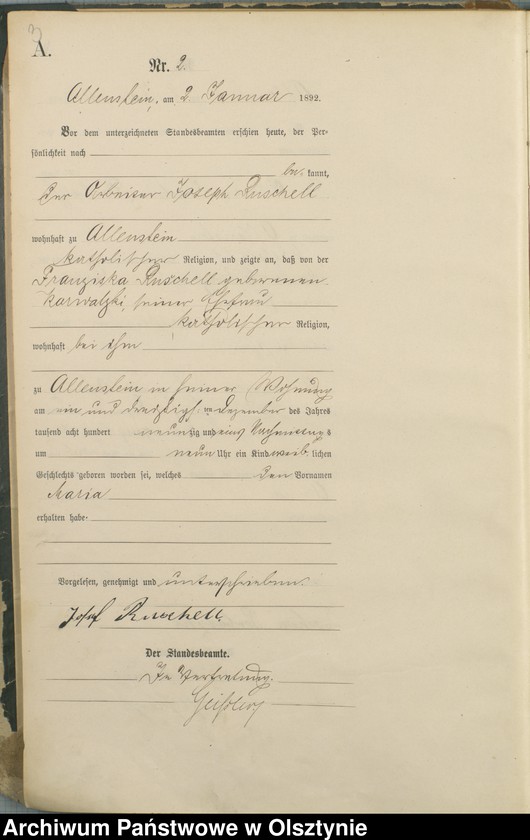 image.from.unit.number "Geburts-Haupt-Register Tom I,Nr 1 - 280"