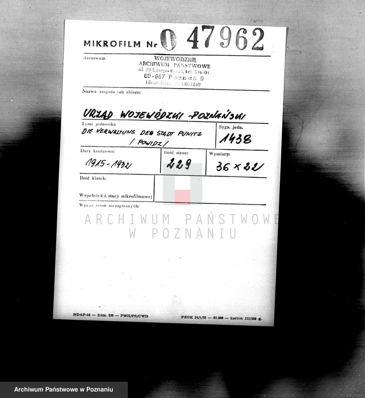 Obraz 2 z jednostki "Die Verwaltung der Stadt Punitz /Poniec/"