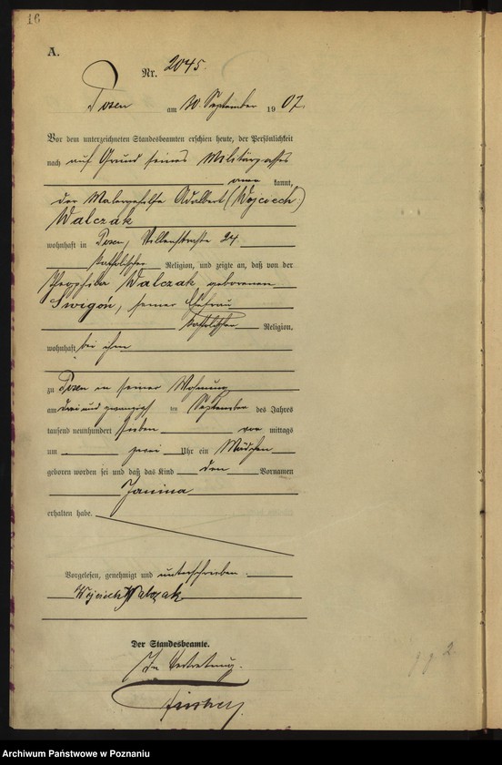 Obraz 18 z jednostki "Księga miejscowa urodzeń tom V [Rejestr główny urodzeń]"