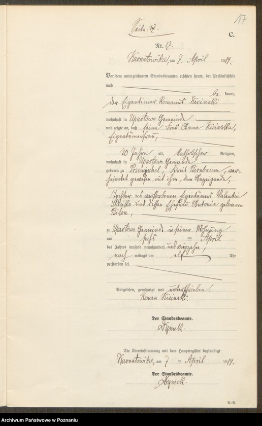 Obraz 19 z jednostki "Sterbe-Neben-Register"
