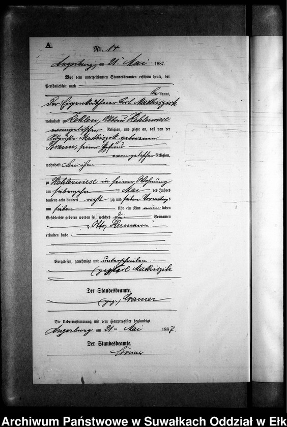 image.from.unit.number "Geburts-Neben-Register des Preussischen Standes-Amtes Kehlen Kreis Angerburg"