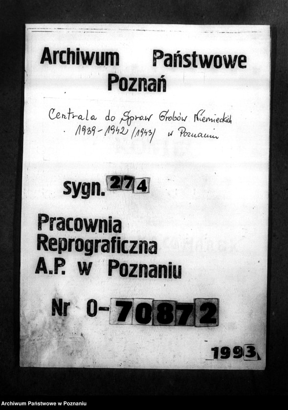Obraz 1 z jednostki "Kreis Wongrowitz (Wągrowiec). Wykazy miejscowych Niemców, którzy zginęli w 1939 roku - korespondecja"