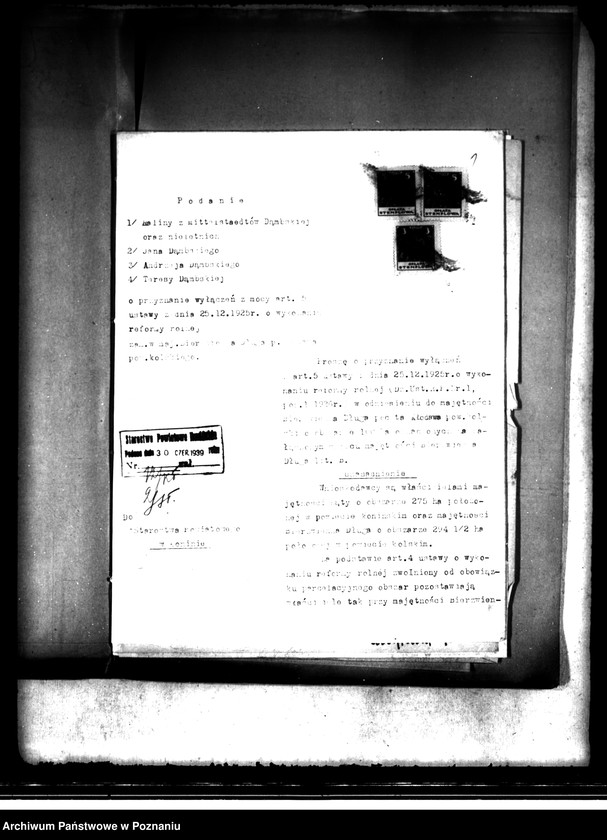 image.from.unit.number "Wyłączenie z art. 5 ustawy o wykonaniu reformy rolnej majątku Bierzwienna Długa -Kąty powiatu kaliskiego"