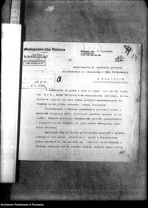 Obraz 19 z jednostki "Sprawy ogólno - administracyjne Mleczarstwo"