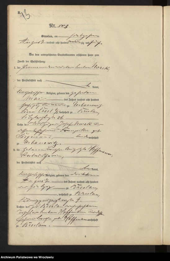 image.from.unit.number "Heiraths-Haupt-Register Breslau II 1895 Band 5"
