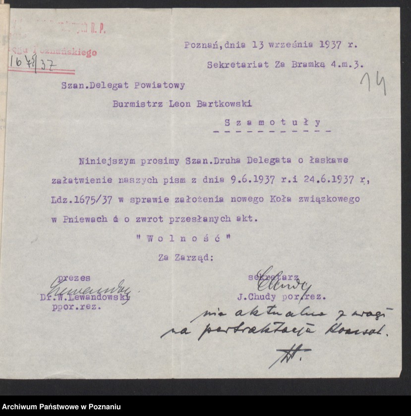 Obraz 19 z jednostki "Szamotuły - akta delegata powiatowego."