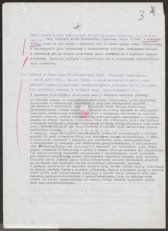Obraz 10 z jednostki "Ankieta dla weteranów powstania wielkopolskiego zamieszkałych na terenie województwa opolskiego. Część ll."