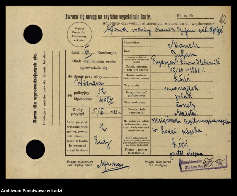 Obraz 14 z jednostki "[Spis ludności Łodzi] Matysek - Mazurenko"