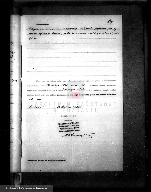 Obraz 17 z jednostki "Majętność Góra pow. jarociński, własność Fischer von Mollard nr fabr. kotła 200005 nr woj. kotła 93"