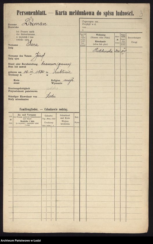 Obraz 5 z jednostki "[Spis ludności Łodzi] Doman - Domowicz"