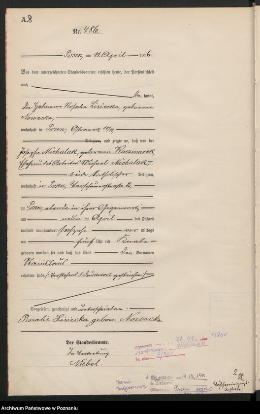 Obraz 10 z jednostki "Księga miejscowa urodzeń tom II [Rejestr główny urodzeń]"