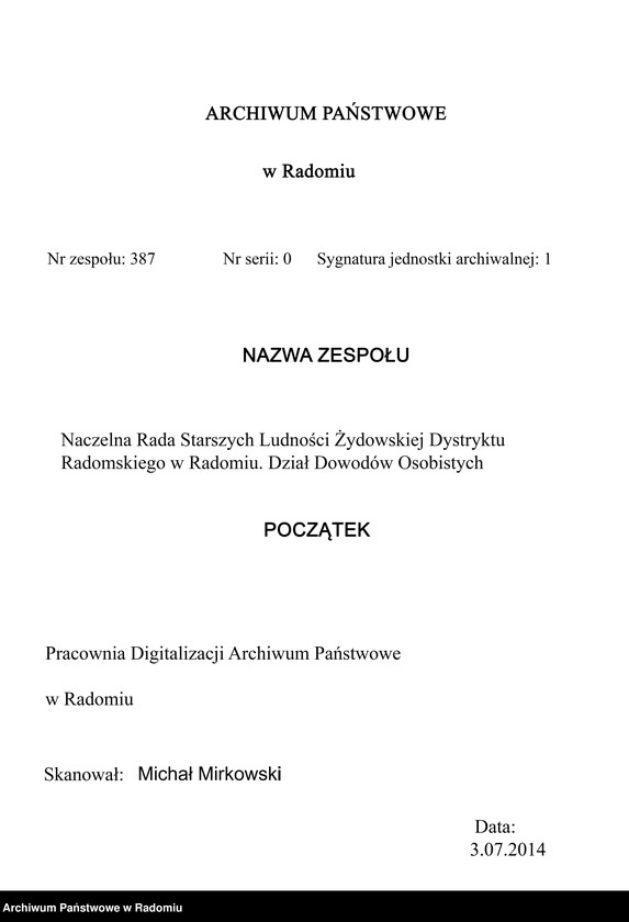 Obraz z jednostki "[Wnioski o wydanie dowodów osobistych oraz nie odebrane dowody Abramowicz - Adler Necha]"