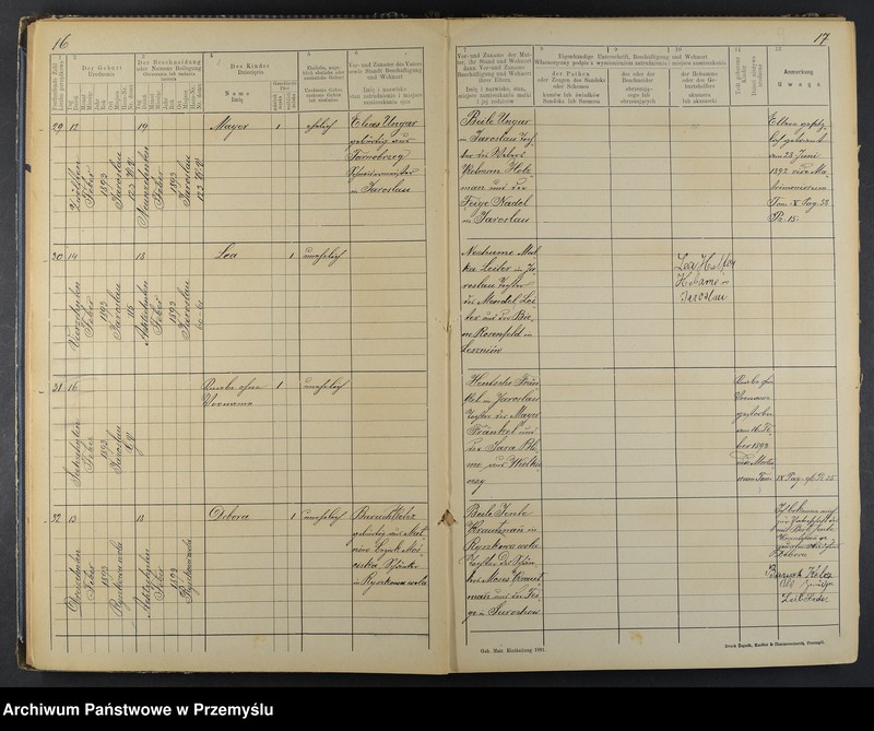 image.from.unit.number "Geburtsbuch des Isr.[aelitischen] Matriken-Bezirkes Jaroslau 1893"