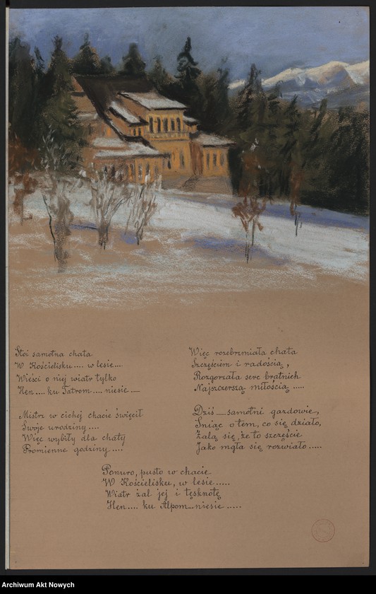 image.from.unit.number "6 listopada 1910; Sanatorium Zakopane. Album wierszy i rysunków ofiarowany przez Sanatorium dla Piersiowo Chorych w Zakopanem, zawiera także toast dr Józefa Skłodowskiego"
