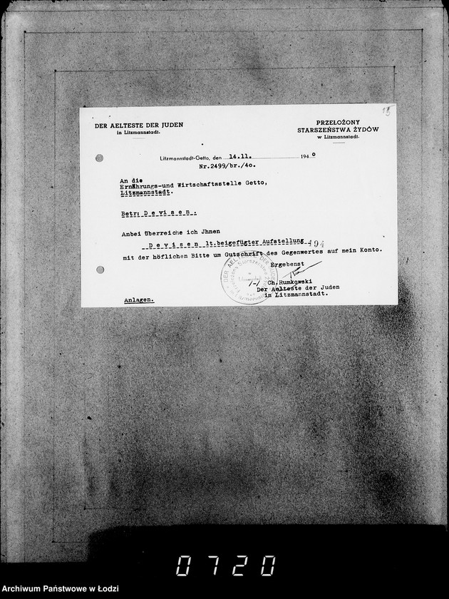 Obraz 19 z jednostki "Korrespondenz mit dem Aeltesten der Juden"