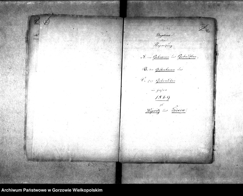 image.from.unit.number "Duplikate der Kirchenbücher von der Parochie Friedrichstadt (przedmieście Gorzowa Wielkopolskiego), Giesen (Jeże), Wepritz (Wieprzyce)"