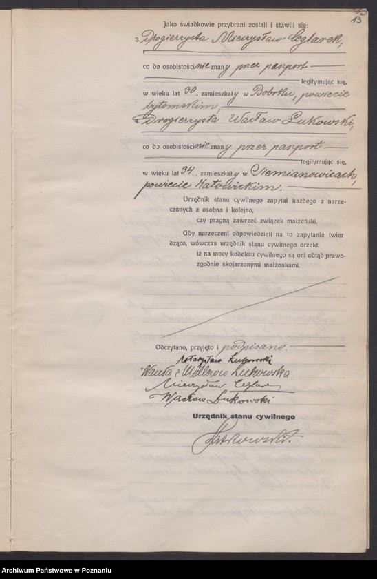 Obraz 15 z jednostki "Księga miejscowa małżeństw tom I [Rejestr główny małżeństw]"