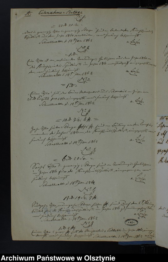image.from.unit.number "Einnahme Beläge und Ausgabe Beläge der Kirchspiels Schulkasse zu Schnellwalde"