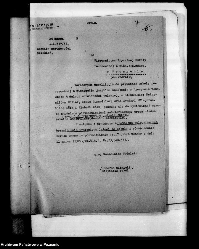 Obraz 10 z jednostki "Prywatna Szkoła Powszechna z niemieckim językiem nauczania Ryczywół powiat Oborniki"