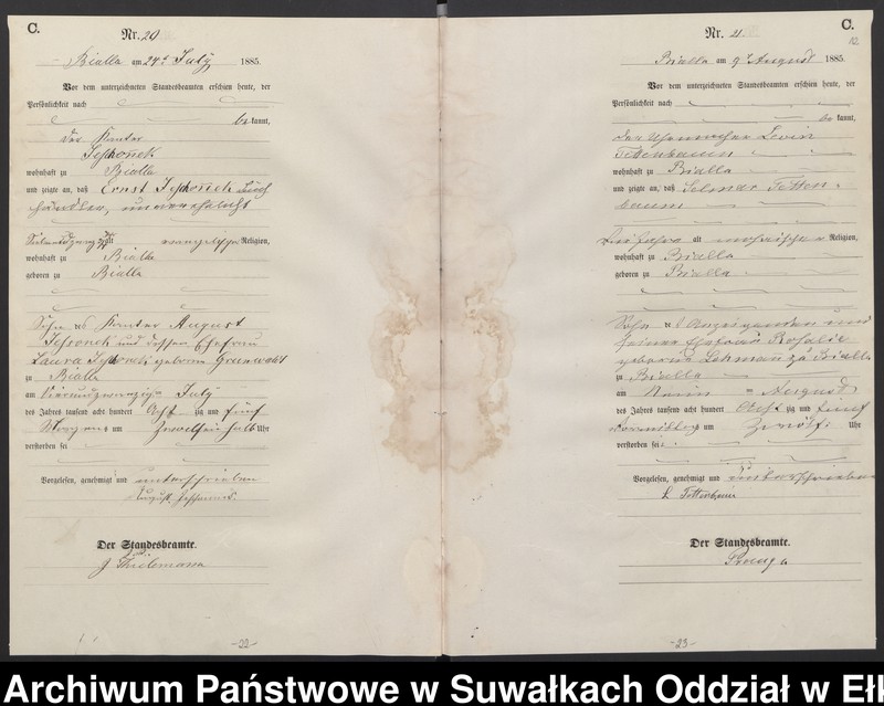 image.from.unit.number "Sterbe-Haupt-Register des Königlichen Preussischen Standes-Amtes Bialla Kreis Johannisburg"