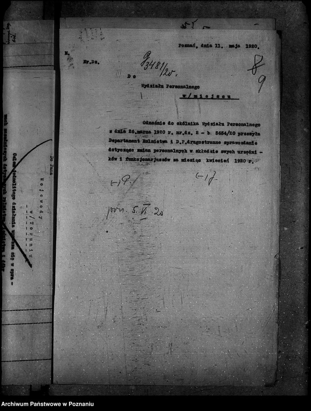 Obraz 13 z jednostki "Sprawy osobowe. Sprawozdania miesięczne stanu personelu departamentu"