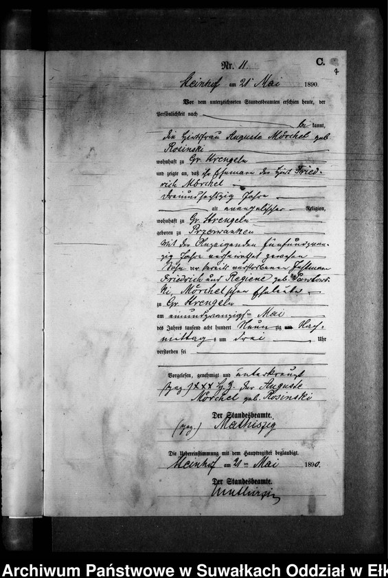 image.from.unit.number "Sterbe-Neben-Register des Preussischen Standes-Amtes Gr. Strengeln Kreis Angerburg"