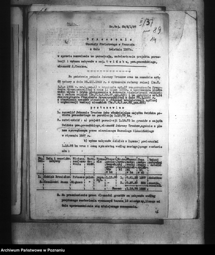 Obraz 19 z jednostki "Parcelacja prywatna majątku Owińska powiatu poznańskiego"