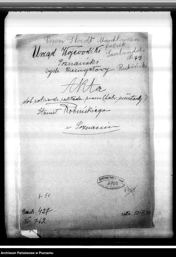 Obraz 4 z jednostki "Zatwierdzenie zakładu przemysłowego /Fabryki musztardy/ St. Robińskiego w Poznaniu"