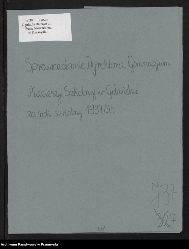 image.from.unit.number "Sprawozdanie Dyrektora Gimnazjum Macierzy Polskiej w Gdańsku za rok szkolny 1934/35"