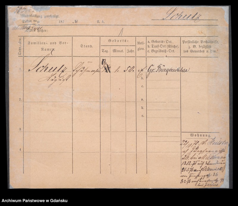 image.from.unit.number "Karty meldunkowe: Schulz August - Schulz Ernst"