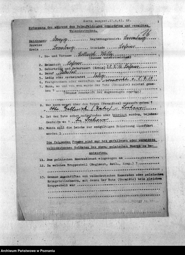 Obraz 20 z jednostki "Amtliche Meldungen Gemeinde Łochowo (Łoskowo). Kreis Bromberg (Bydgoszcz)"