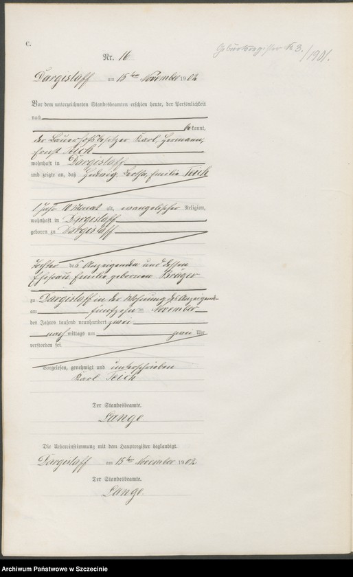 Obraz 19 z jednostki "Sterbe-Register (Neben-Register)"