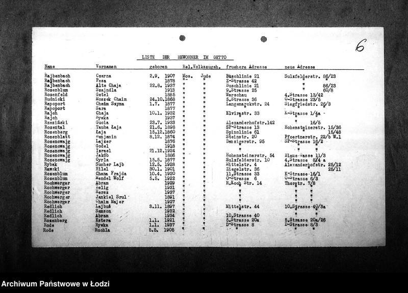 Obraz 9 z jednostki "[Alfabetyczny spis mieszkańców getta. Litera R]"