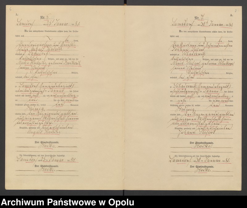 image.from.unit.number "Geburts-Neben-Register des Standesamts Lamsdorf No 15 pro 1881"