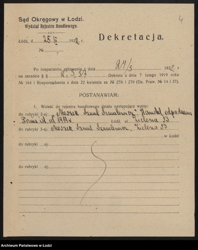 Obraz 6 z jednostki "Szmul Moszek Szmulewicz- handel odpadkami"