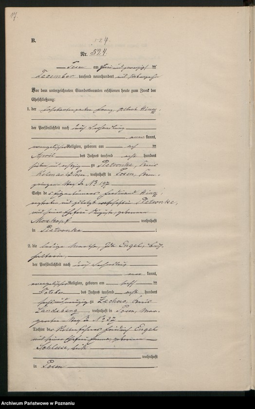 Obraz 19 z jednostki "Księga miejscowa małżeństw tom III [Rejestr główny małżeństw]"