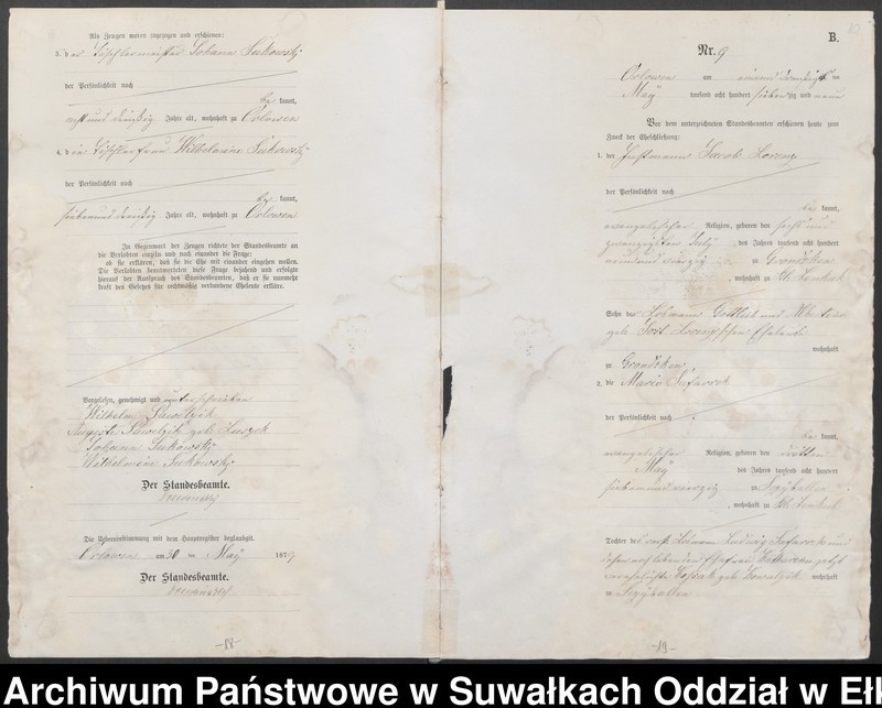 image.from.unit.number "Heiraths-Neben-Register des Preussischen Standes-Amtes Orlowen Kreis Loetzen"